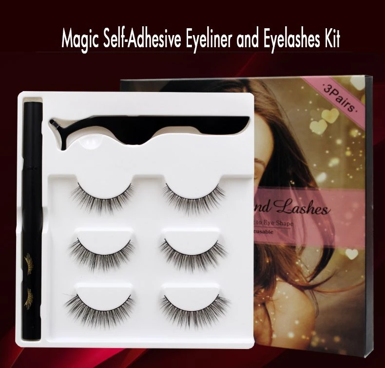product-653-621 3 pairs eyelashes adhesive pen kit